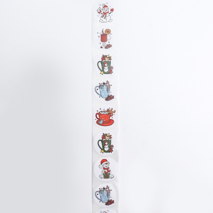 Наклейки   в рулоне "Новогодние угощения", 500 шт,3,8 х 3,8 см