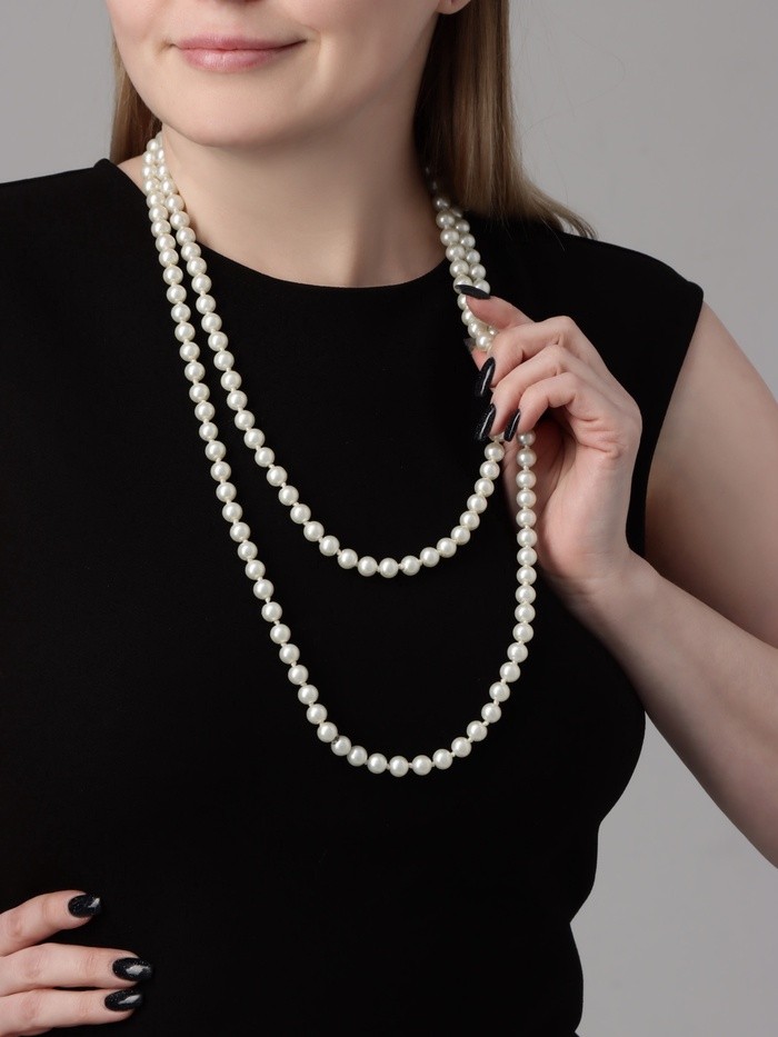 Бусы «Классика» шар №8, цвет молочный, L=125 см