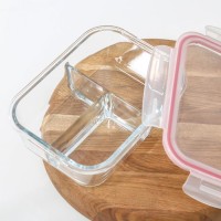 Контейнер из жаропрочного стекла Доляна «Клик», 3-х секционный: 270 мл, 270 мл, 350 мл, с крышкой