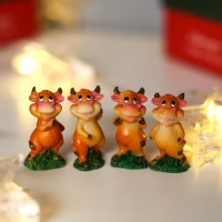 Сувенир полистоун "Бычок Карамелька на лужайке" МИКС 4х2х1,8 см