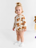 Боди с длинным рукавом Крошка Я «Медвежата», рост 62-68, бежевый