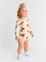 Боди с длинным рукавом Крошка Я «Медвежата», рост 62-68, бежевый