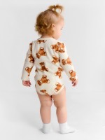 Боди с длинным рукавом Крошка Я «Медвежата», рост 62-68, бежевый