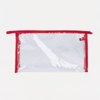 Косметичка на молнии маленькая, прозрачная/красная