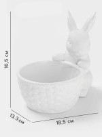 Конфетница Доляна «Зайка», 500 мл, 18.5×13.3×16.5 см, доломит, белая