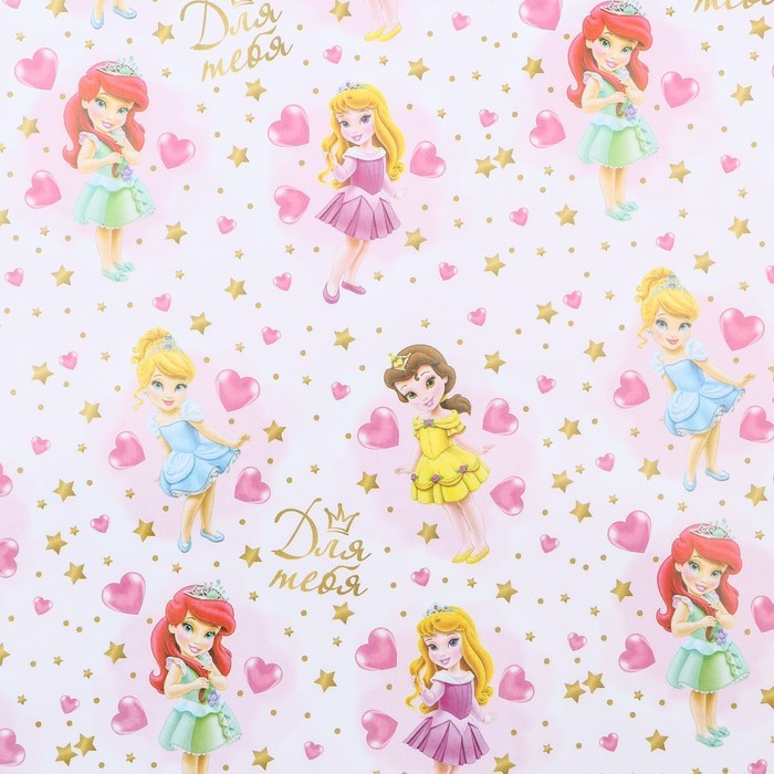 Бумага упаковочная глянцевая "Принцессы",  0,40 х 0,60 м