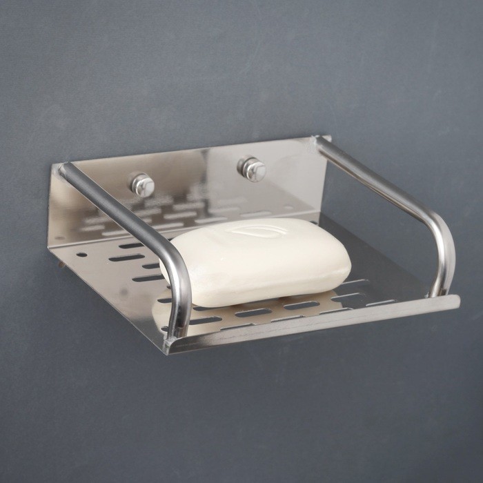 Мыльница настенная, 14,5×11,5×5 см, сталь