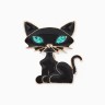 Брошь «Кошечка» хитрая, цвет черно-зеленый в золоте