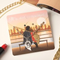 Кулоны парные «Неразлучники. Половинки сердец, ключ и замок», цвет серебристо-золотой, 45 см