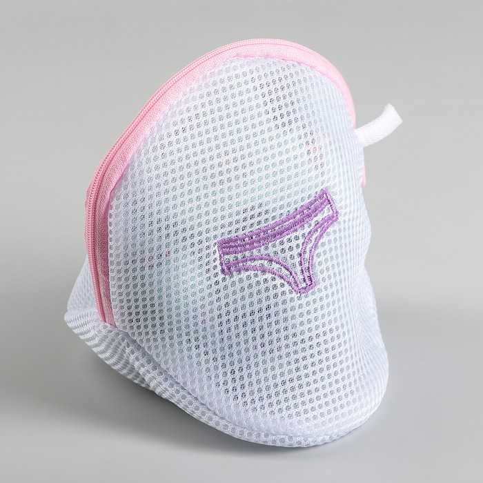 Мешок для стирки нижнего белья Доляна, 20×20×20 см, трёхслойный, крупная сетка, белый