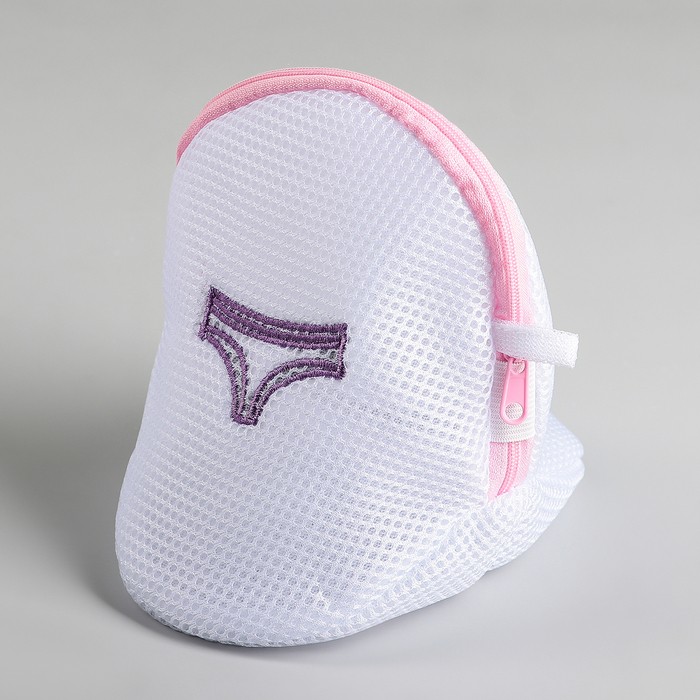 Мешок для стирки нижнего белья Доляна, 20×20×20 см, трёхслойный, крупная сетка, белый