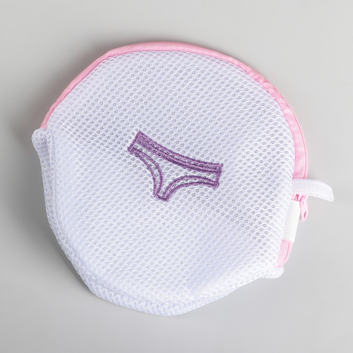 Мешок для стирки нижнего белья Доляна, 20×20×20 см, трёхслойный, крупная сетка, белый