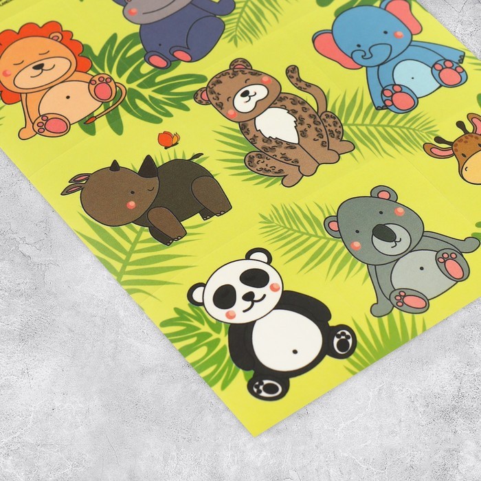 Наклейки бумажные «Джунгли», c раскраской на обороте, 11 × 15,5 см