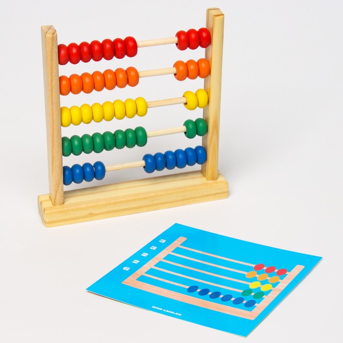 Счёты деревянные для детей с карточками