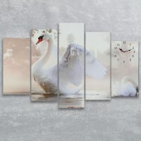 Часы настенные модульные «Белый лебедь», 80 × 140 см