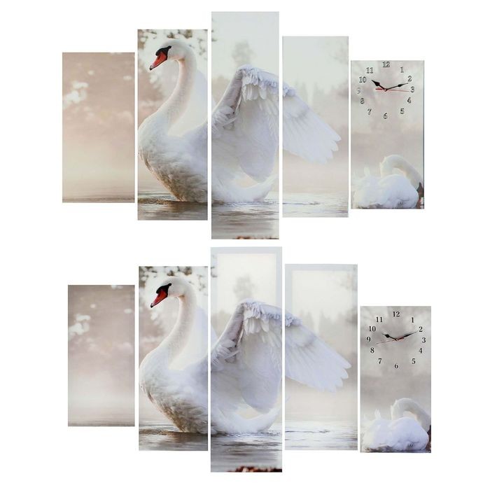 Часы настенные модульные «Белый лебедь», 80 × 140 см