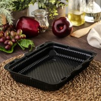 Контейнер с крышкой одноразовый для суши Коррекс, 24×19×5 см, 1,74 л, цвет чёрный