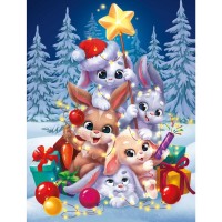 Картина по номерам на холсте с подрамником «Новый год! Игривые кролики», 30х40 см