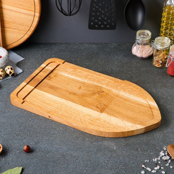 Доска разделочная "Лодка", для сервировки и подачи, 23х40 см, массив дуба Доска разделочная "Лодка", для сервировки и подачи, 23х40 см, массив дуба