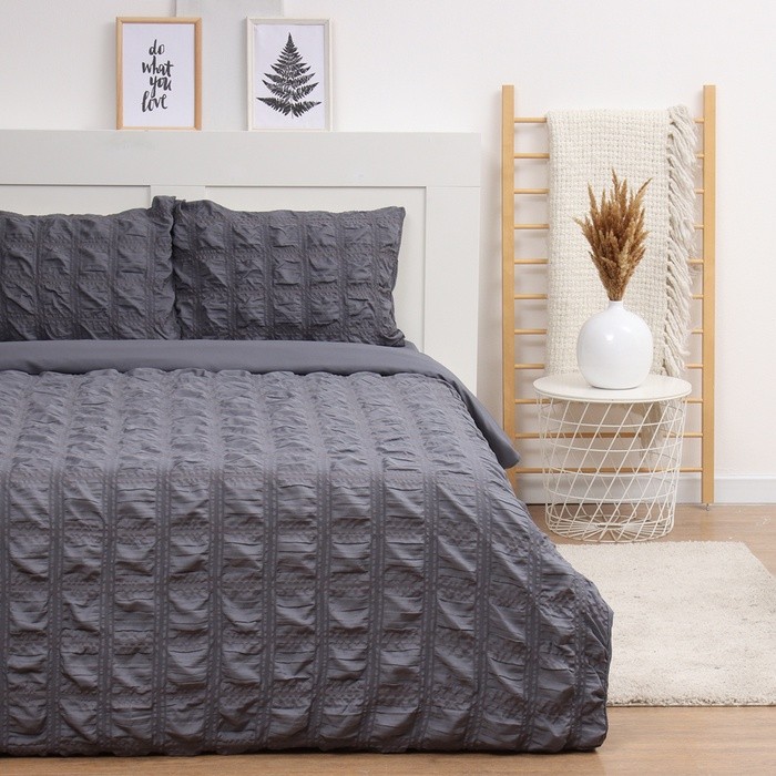 Постельное бельё LoveLife 1,5сп Texture: dark gray, 143х215см,150х240см,50х70см-2шт, микрофибра, 110 г/м2