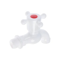 Кран водоразборный ZEIN Z2189, 1/2", с крестовой ручкой, PP, шаровой механизм, белый