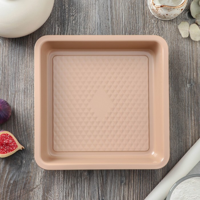 Противень Magistro Shiny Diamond, 25,3×25,3×5 см, толщина 0,6 мм, антипригарное покрытие, цвет коричневый