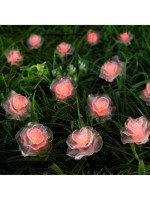 Гирлянда «Нить», 4.5 м, с насадками в виде роз, IP44, 30 LED, 2 режима, солнечная батарея, тёмная нить, свечение синее/фиолетовое/розовое