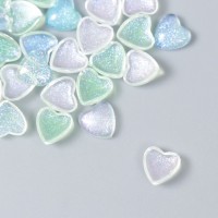 Декор для творчества пластик "Сердечки в голубых тонах" н-р 40 шт полупрозр.блеск 0,8х0,8 см   92246