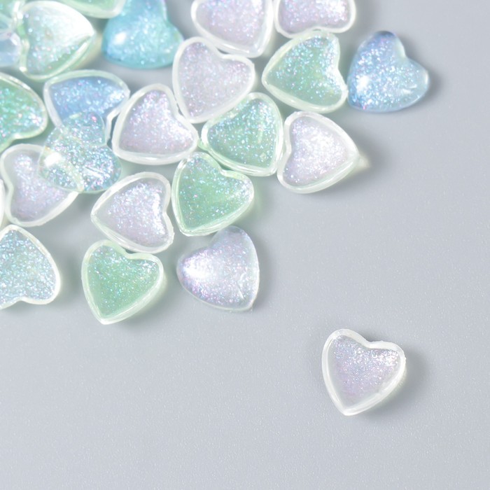 Декор для творчества пластик "Сердечки в голубых тонах" н-р 40 шт полупрозр.блеск 0,8х0,8 см   92246