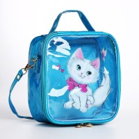 Сумка-косметичка для девочки на молнии, цвет голубой