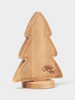 Подарочный набор деревянной посуды Adelica «С Новым Годом», сервировочная доска елочка на подставке 22×18 см, масло 100 мл, магнит