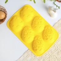 Силиконовая форма «Зайцы и цыплята», жёлтая, 17.1 × 26 см