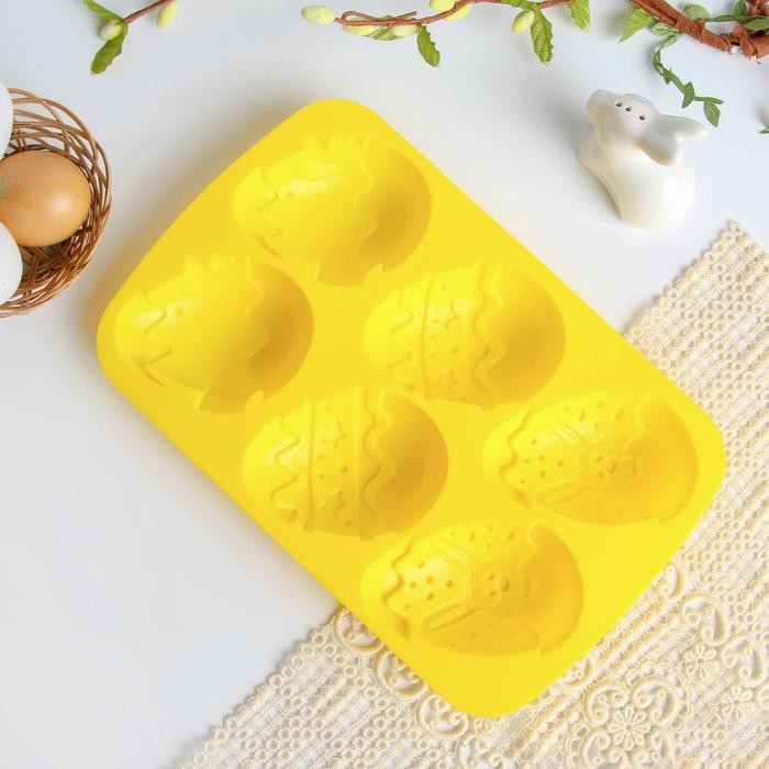 Силиконовая форма «Зайцы и цыплята», жёлтая, 17.1 × 26 см