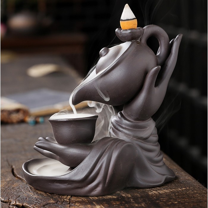 Подставка для благовоний TAKE IT EASY «Чайная церемония», набор благовоний конусы, стелющийся дым, 16×14×9 см