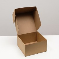 Коробка самосборная, крафт, бурая, для подарков, хранения и отправки посылок, 27×27×15 см