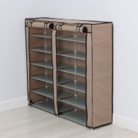 Полка для обуви с чехлом LaDо́m, двойная, 6 уровней, 117×30×106 см, бежевая