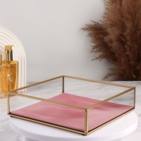 Органайзер для хранения «PINK RIPPLES», стеклянный, 20×20×5 см, цвет медный, розовый