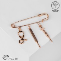 Булавка с подвесками «Медицина», 7 см, цвет чёрный золото