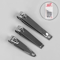 Кусачки-книпсер маникюрные, 5/5,5/7 см, 3 шт, на блистере, цвет серебристый