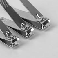 Кусачки-книпсер маникюрные, 5/5,5/7 см, 3 шт, на блистере, цвет серебристый