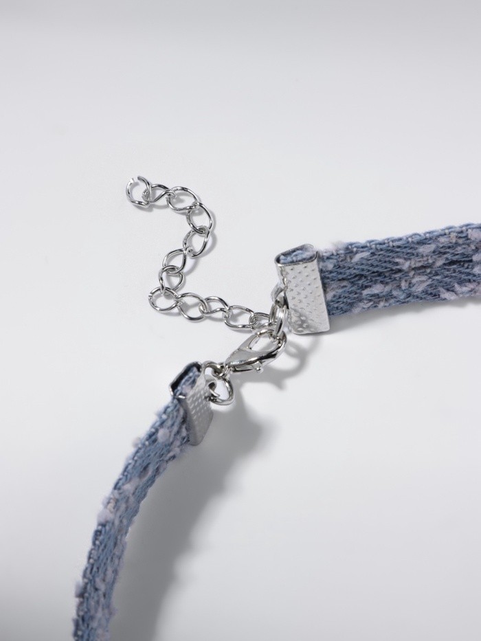 Чокер «Джинс» кольцо с цепочками, цвет голубой, 36 см