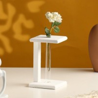 Кашпо деревянное 9×9×24 см с 1 колбой "Квадрат", белый Дарим Красиво