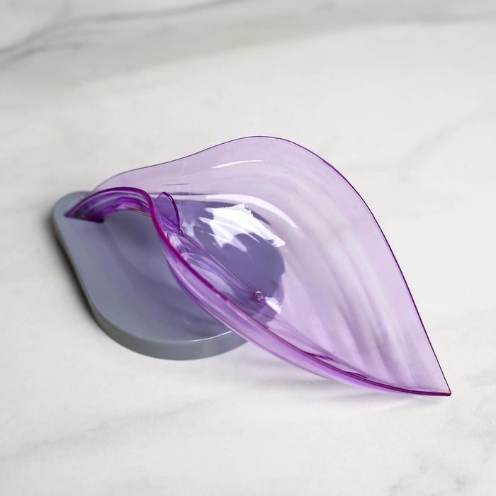 Мыльница на присосках Доляна «Лист», пластик, 21×9×15 см, цвет МИКС