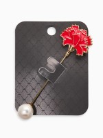 Булавка «Цветок» гвоздика, 7 см, красно-белая в золоте