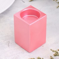 Подсвечник "Квадрат" из гипса, 5х8см, розовый
