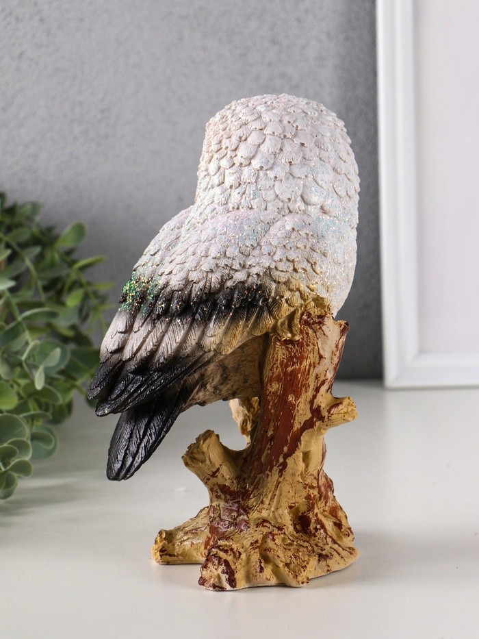Фигура полистоун «Сова на коряге», с глиттером, 22×14 см