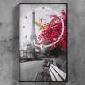 Часы-картина настенные, серия: Город, "Цветущее дерево в Париже", 57 х 35 х 4 см
