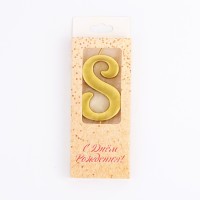 Свеча в торт цифра "8", 5,5х3 см, золото