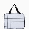 Косметичка-сумка на молнии, с ручками, с сеткой, большая, в клетку, белая
