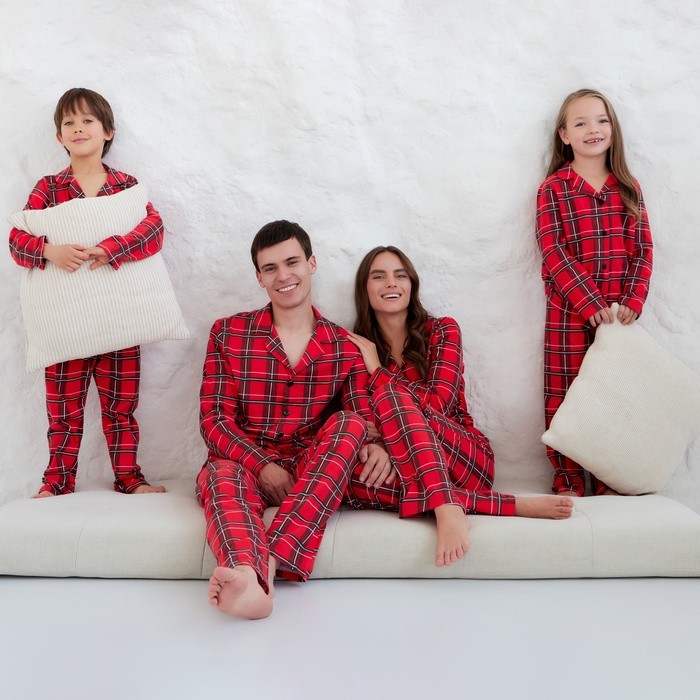 Пижама новогодняя женская (рубашка, брюки) KAFTAN «Клетка», размер 40-42